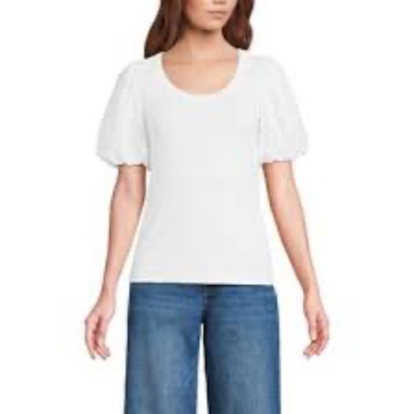 LOFT White Puff Sleeve Blouse NWT - Picture 1 of 7